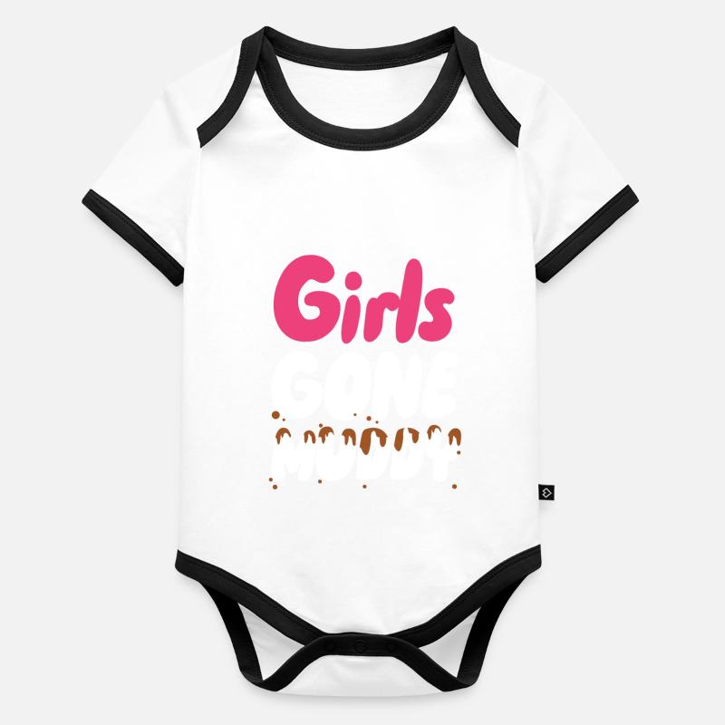 Schlammig gewordene Mädchen Baby Bio-Kurzarm-Kontrastbody