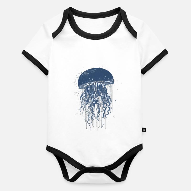 Méduse Body Bébé bio contrasté manches courtes
