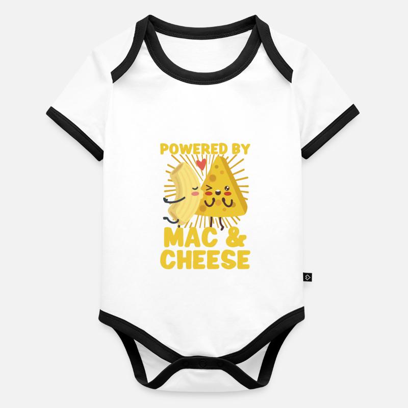 MAC AND CHEESE GIFT: propulsé par macaroni au fromage Body Bébé bio contrasté manches courtes