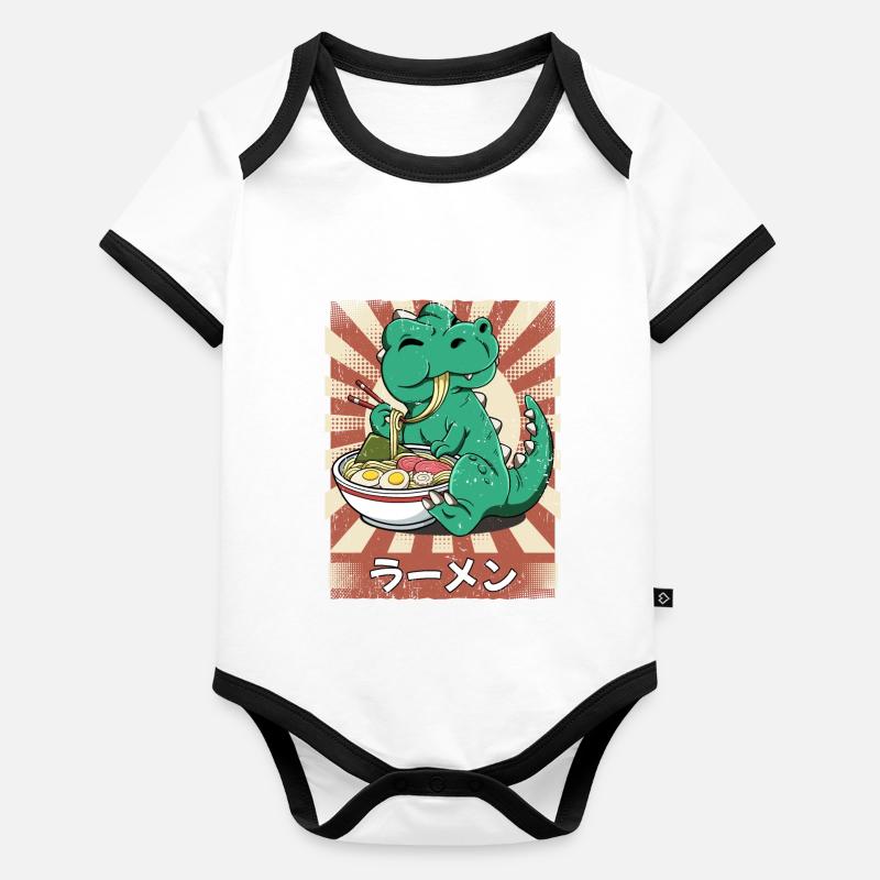 Ramen T-rex Soupe de nouilles Ramen Body Bébé bio contrasté manches courtes