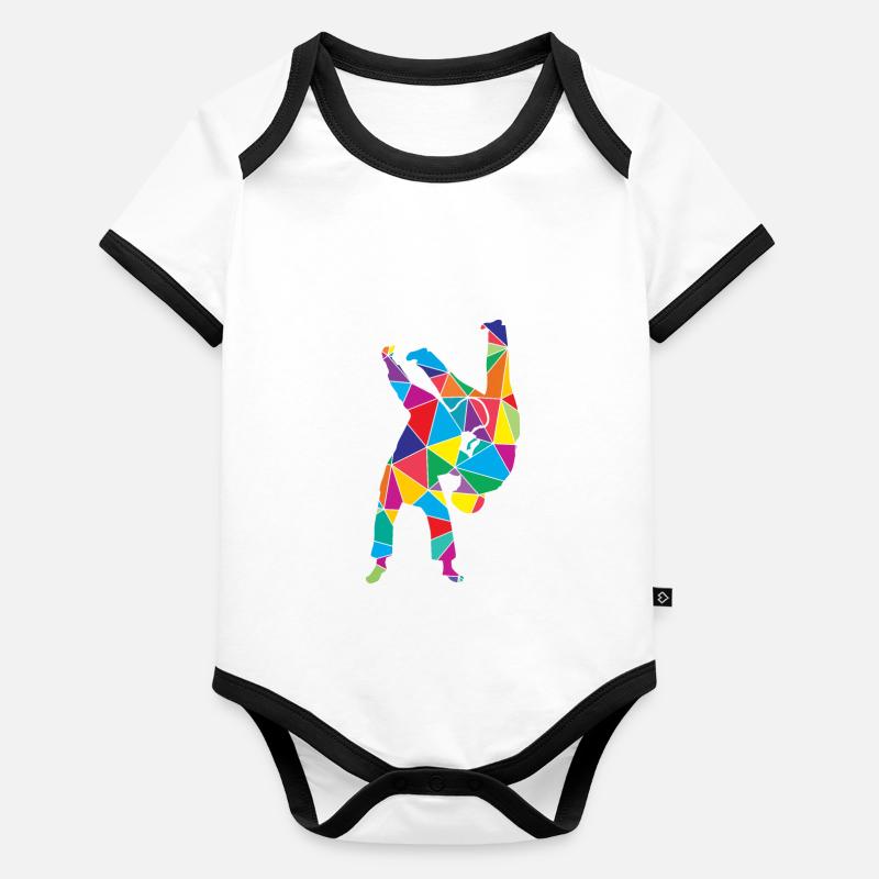 Low Poly Arts Martiaux Polygone Polygone Judo Body Bébé bio contrasté manches courtes