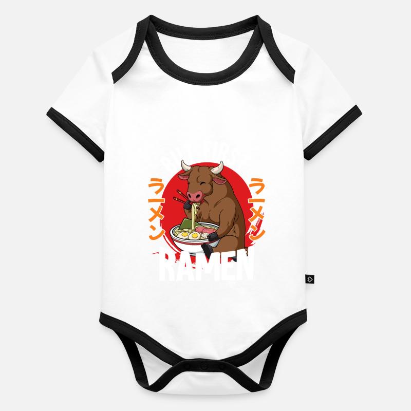 But First Ramen Baby Bio-Kurzarm-Kontrastbody