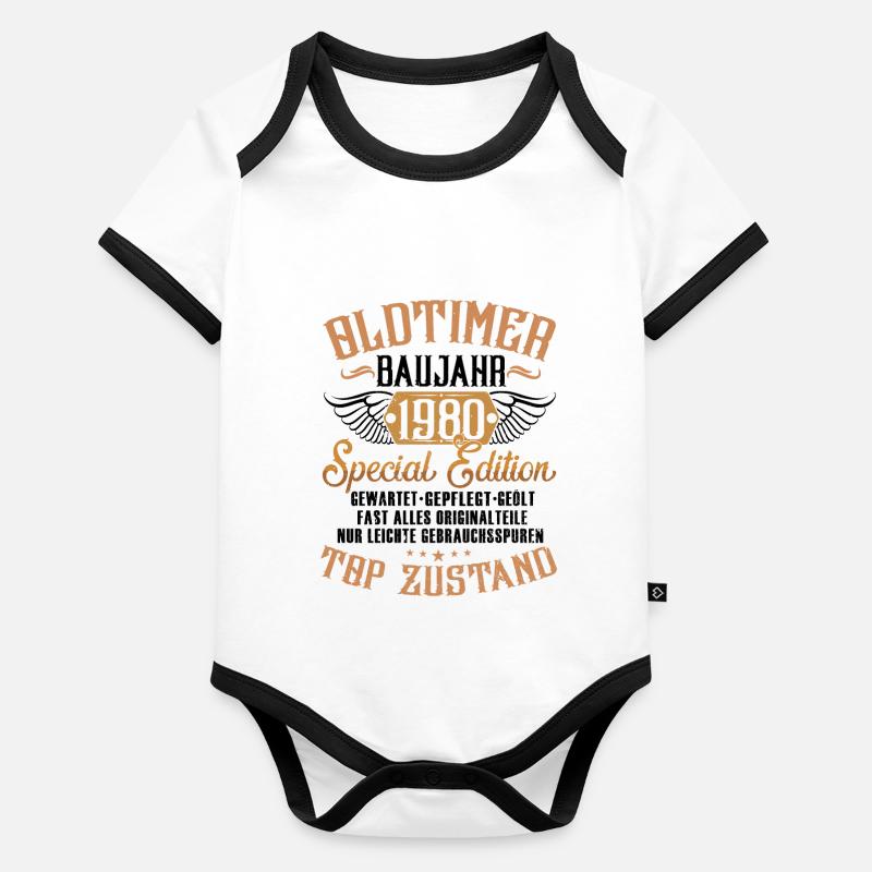 43. GEBURTSTAG OLDTIMER 1980 Baby Bio-Kurzarm-Kontrastbody