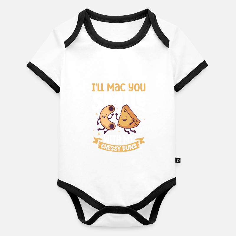 MAC AND CHEESE GIFT: propulsé par macaroni au fromage Body Bébé bio contrasté manches courtes