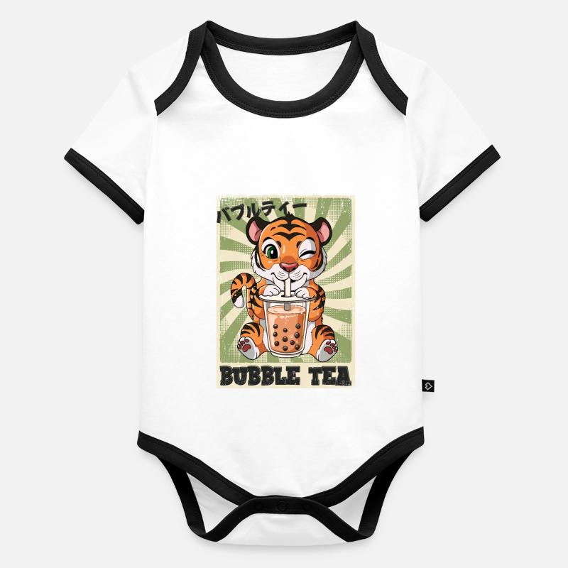 Boba Tea Tiger Bubble Tea Organic Baby Contrasting Bodysuit