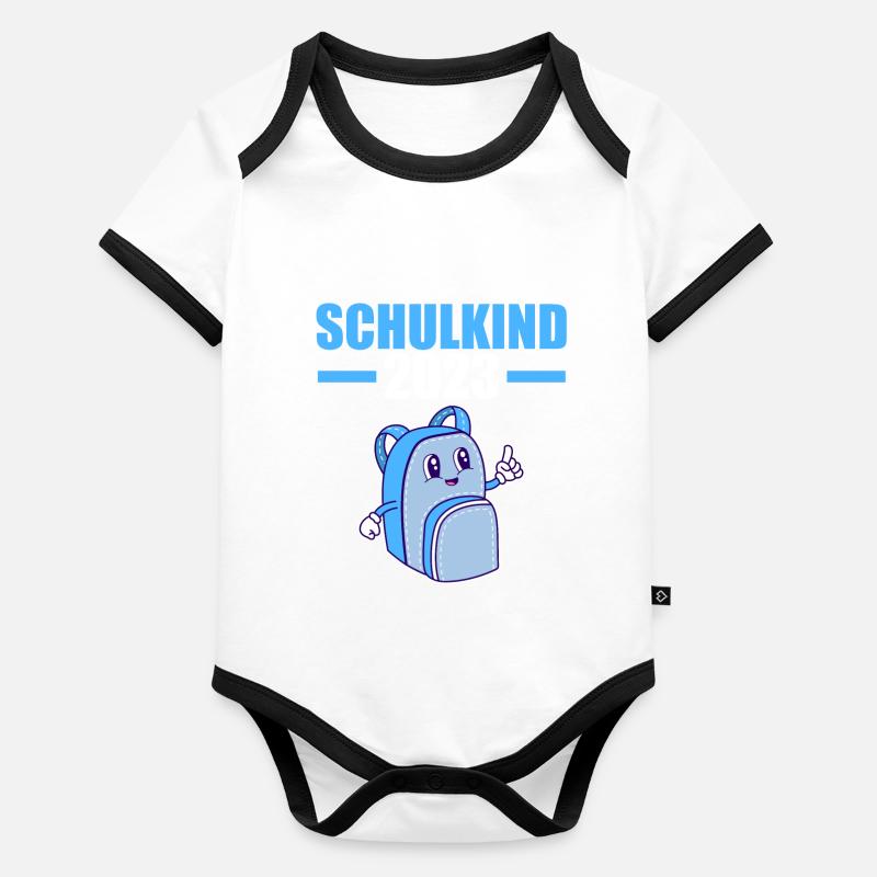 Schulkind 2023 Schulbeginn Einschulung Baby Bio-Kurzarm-Kontrastbody