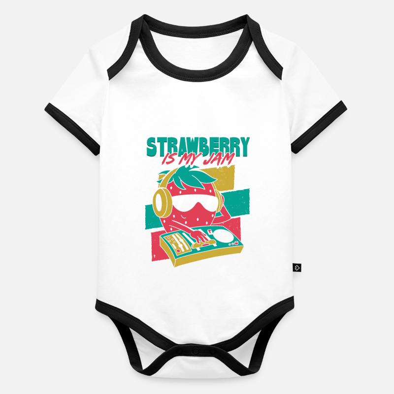 Strawberry is my jam Organic Baby Contrasting Bodysuit
