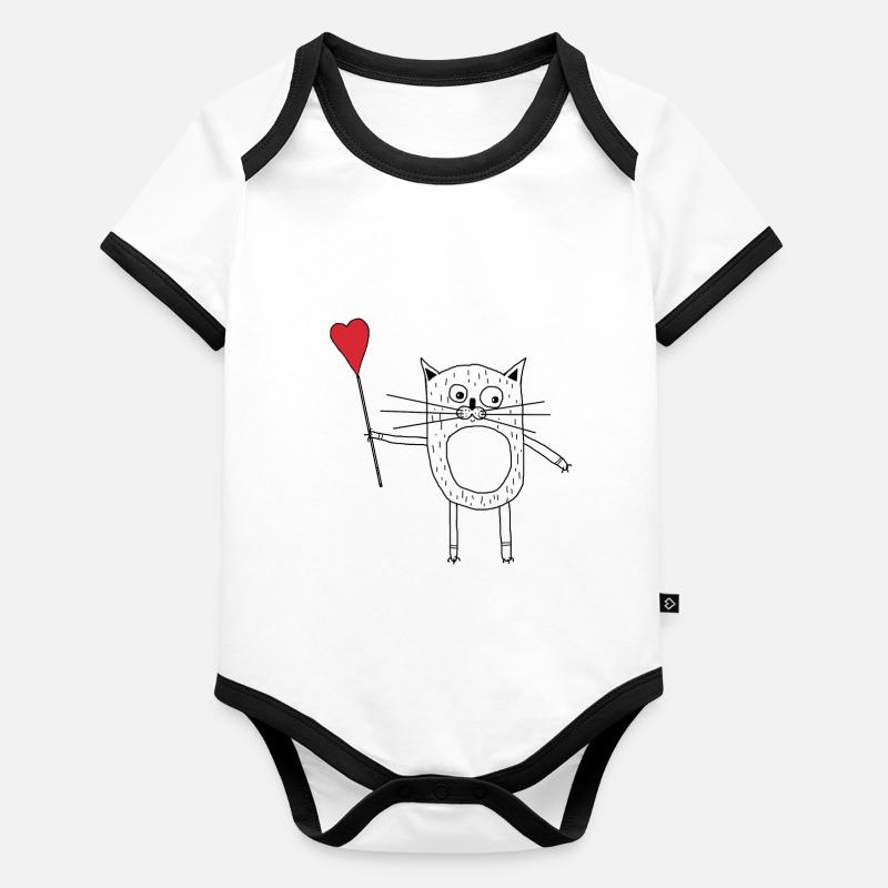 Ich liebe Katzen Baby Bio-Kurzarm-Kontrastbody