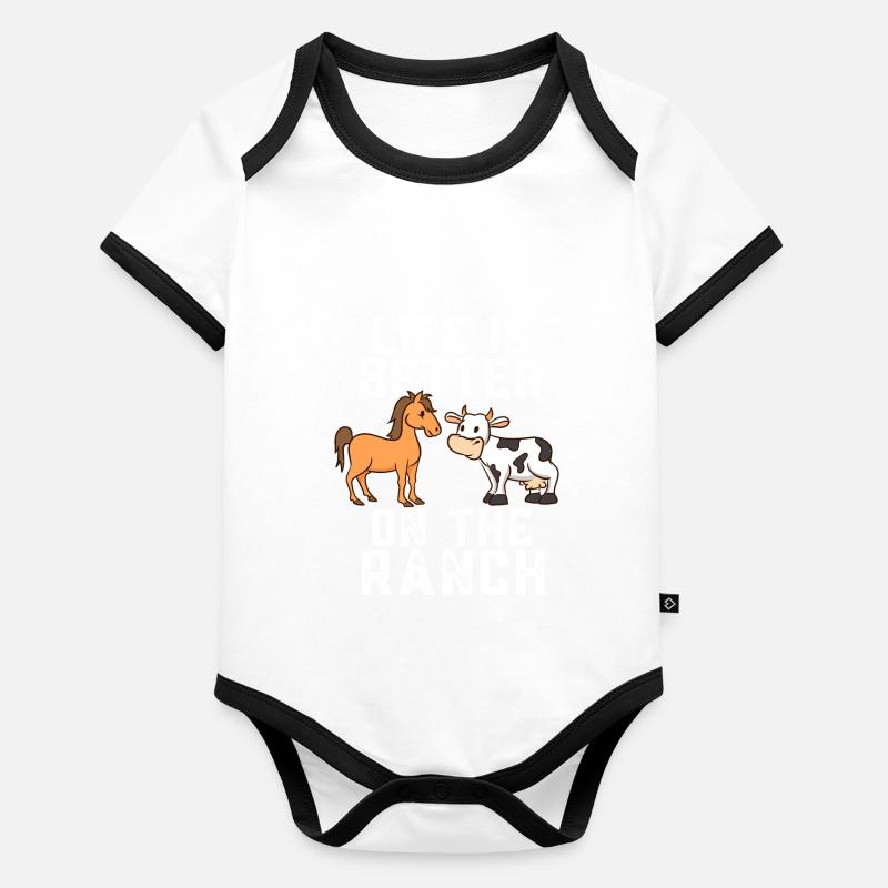 Das Leben auf der Ranch Baby Bio-Kurzarm-Kontrastbody