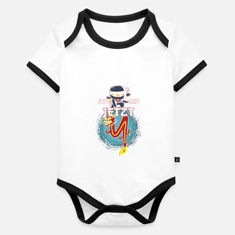 4. Geburtstag Junge 4 Jahre alt vierjähriger Ninja Baby Bio-Kurzarm-Kontrastbody
