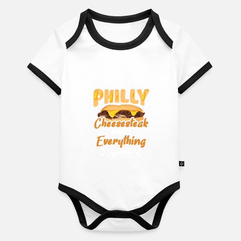 Philly Cheesesteak Sandwich Baby Bio-Kurzarm-Kontrastbody