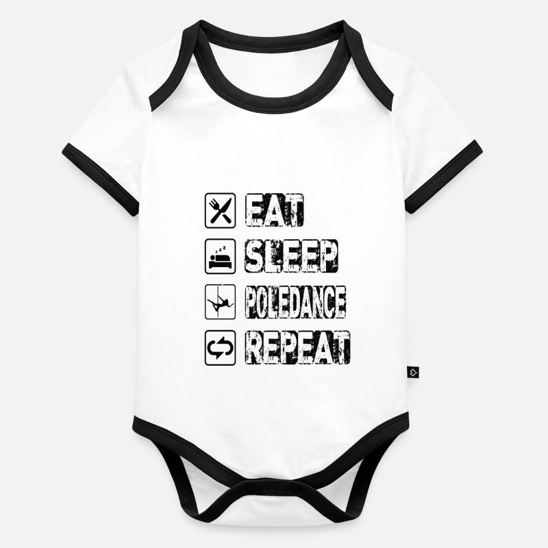 Eat Sleep Poledance Repeat Baby Bio-Kurzarm-Kontrastbody