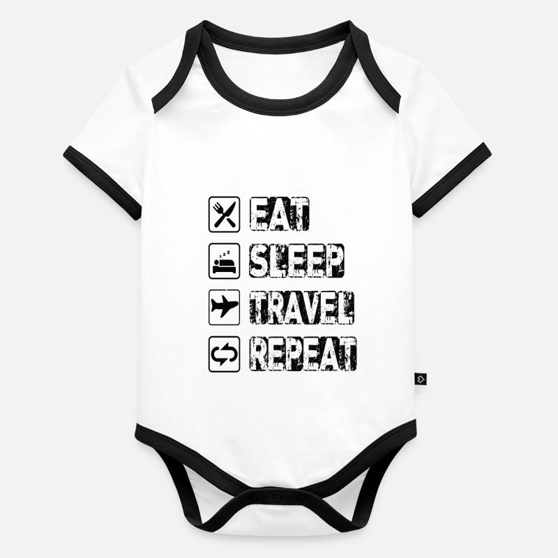 Manger dormir Voyage Répéter Body Bébé bio contrasté manches courtes