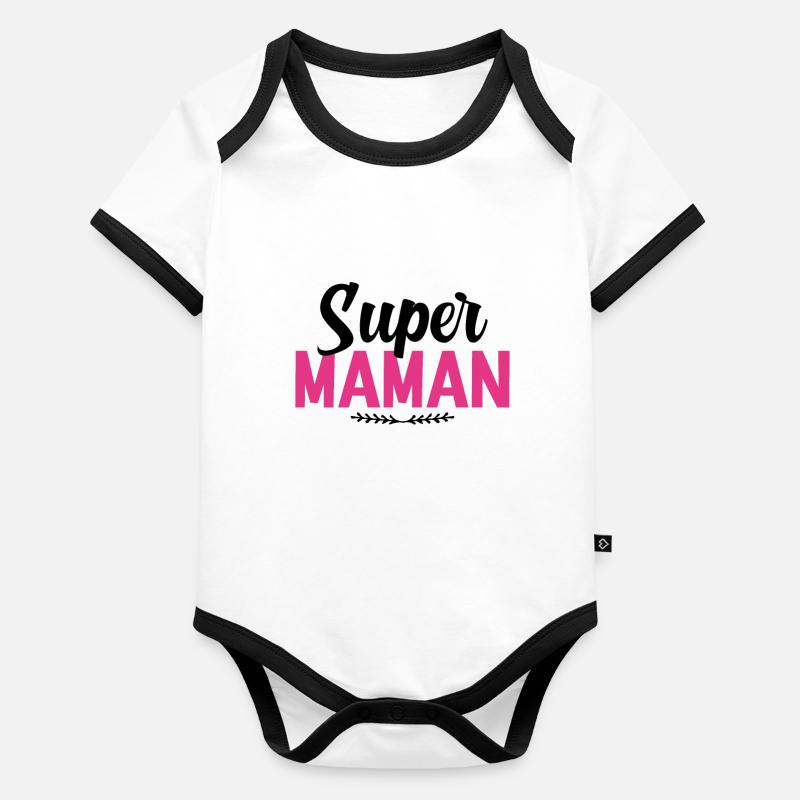 Super Maman Body Bébé bio contrasté manches courtes