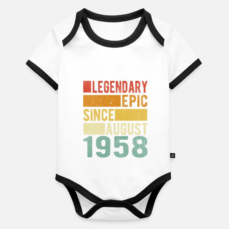 Geburtstag August 1958 Legendär Episch Baby Bio-Kurzarm-Kontrastbody