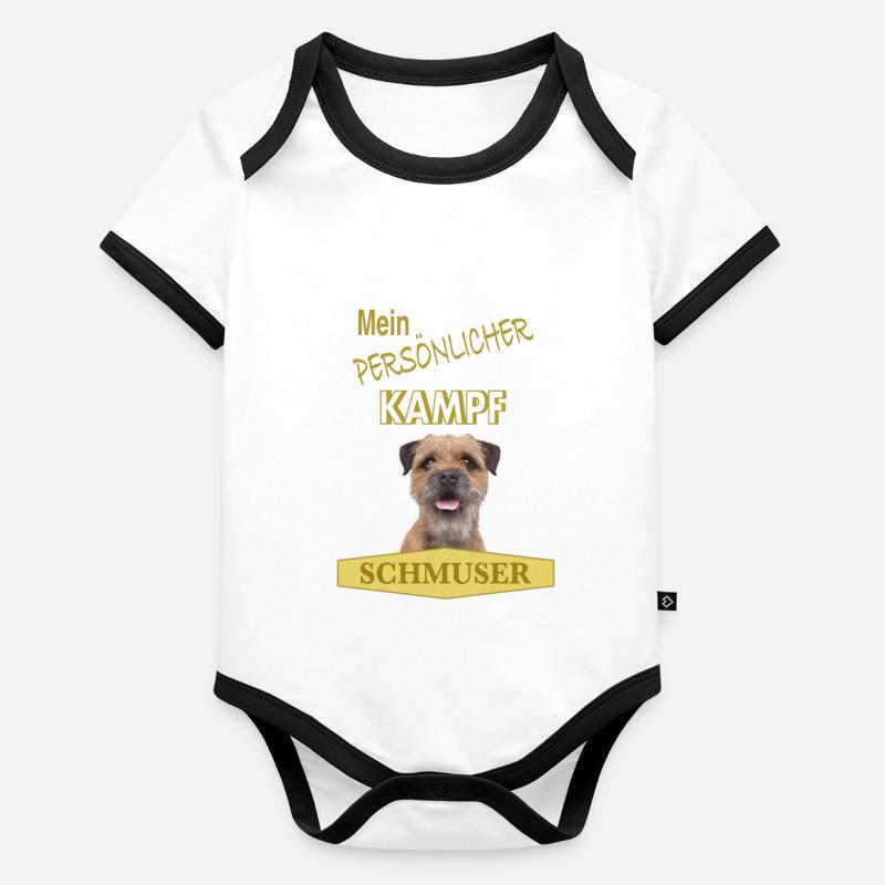 Persönlicher Kampfschmuser - Border Terrier Baby Bio-Kurzarm-Kontrastbody