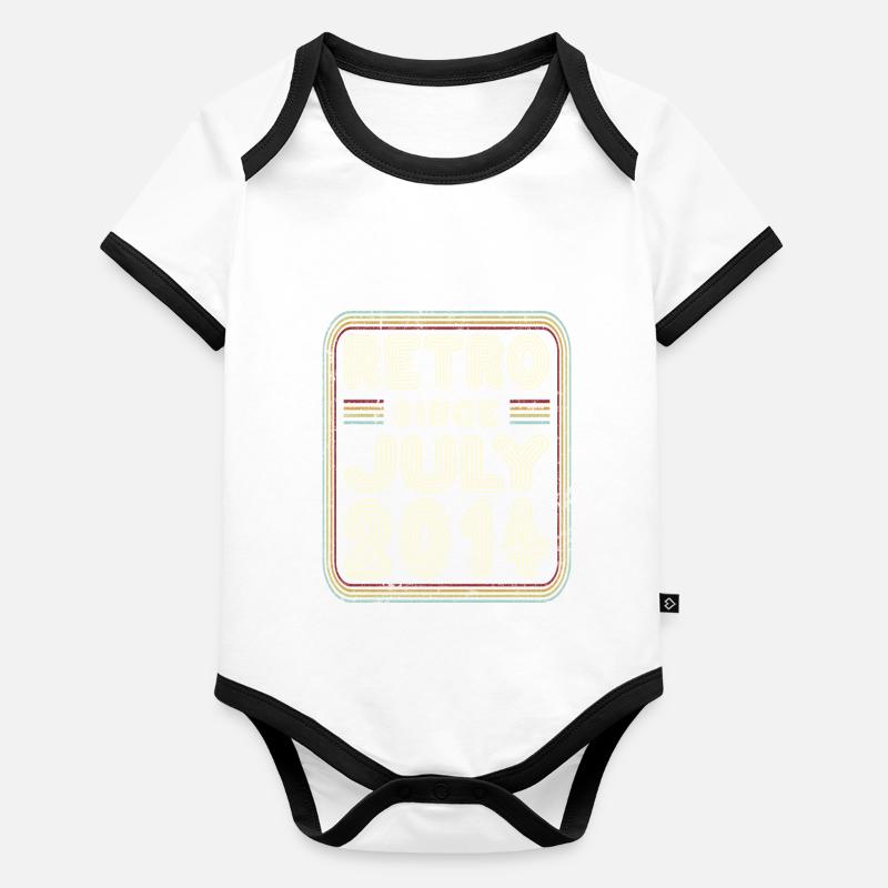 Geburtstag Juli 2014 Retro Geschenk Baby Bio-Kurzarm-Kontrastbody