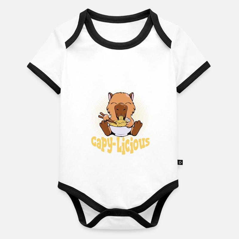 Capy-Licious Capybara rongeur Mammal Body Bébé bio contrasté manches courtes