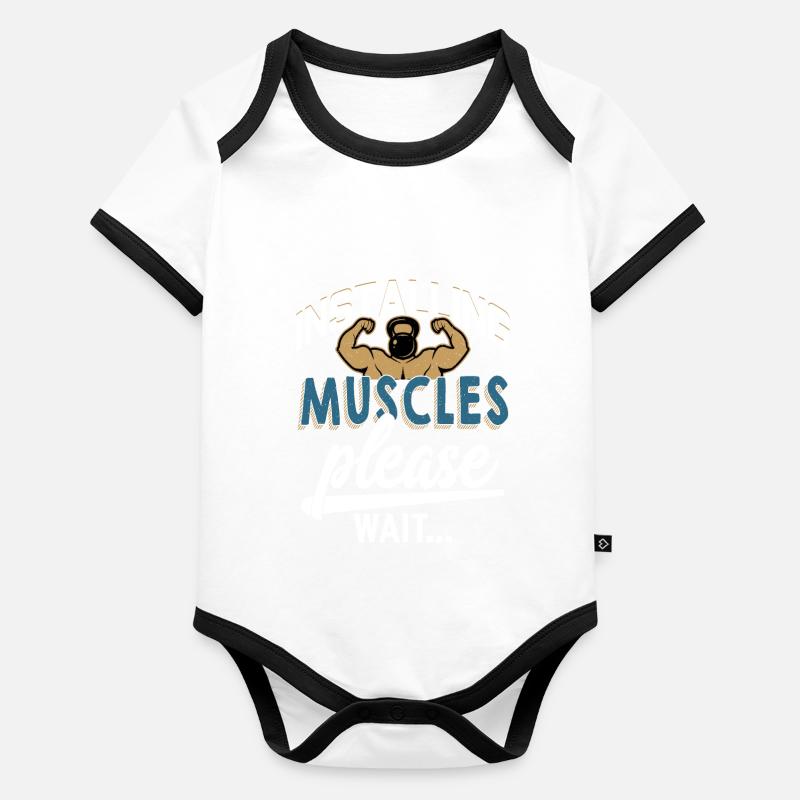 Installing Muscles Please Wait... Weight Lifting T Baby Bio-Kurzarm-Kontrastbody