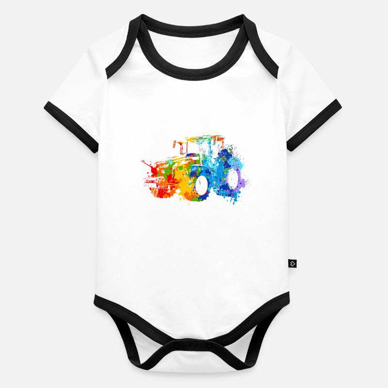 Splash Traktor Baby Bio-Kurzarm-Kontrastbody