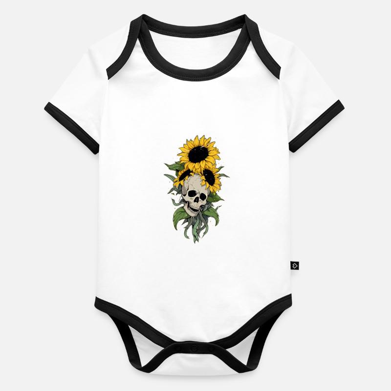 Rad Technology Sunflower Lover Cool Skull Floral Baby Bio-Kurzarm-Kontrastbody
