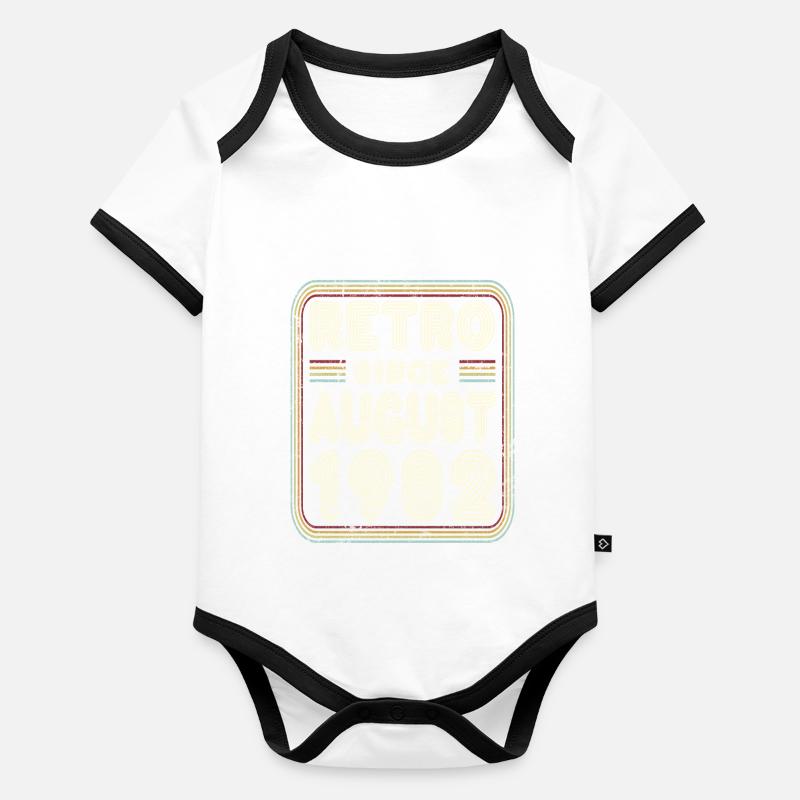 Geburtstag August 1982 Retro Geschenk Baby Bio-Kurzarm-Kontrastbody