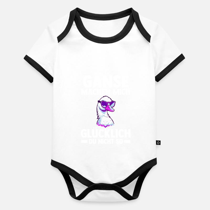 Gans Gänse Baby Bio-Kurzarm-Kontrastbody