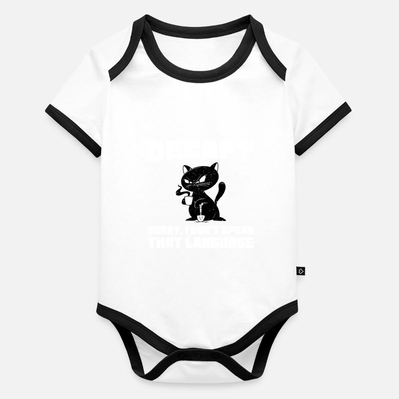 Funny cat drinking caffeinated coffee Organic Baby Contrasting Bodysuit