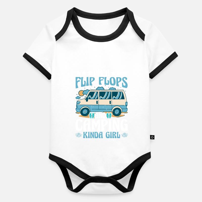 Je suis une fille de Flip Flops et de Camping Body Bébé bio contrasté manches courtes
