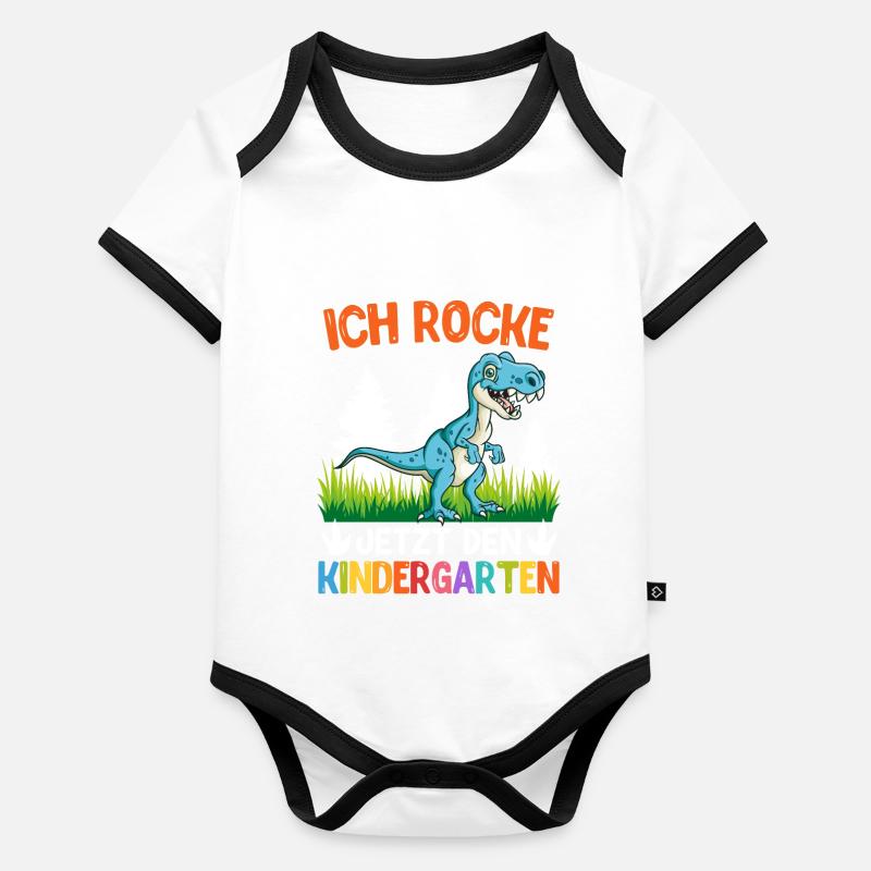 Kindergartenkind Ich rocke jetzt den Kindergarten Baby Bio-Kurzarm-Kontrastbody