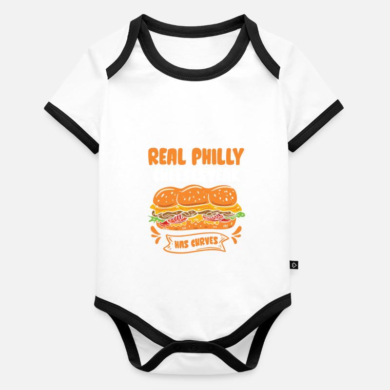 Philly Cheesesteak Sandwich Baby Bio-Kurzarm-Kontrastbody