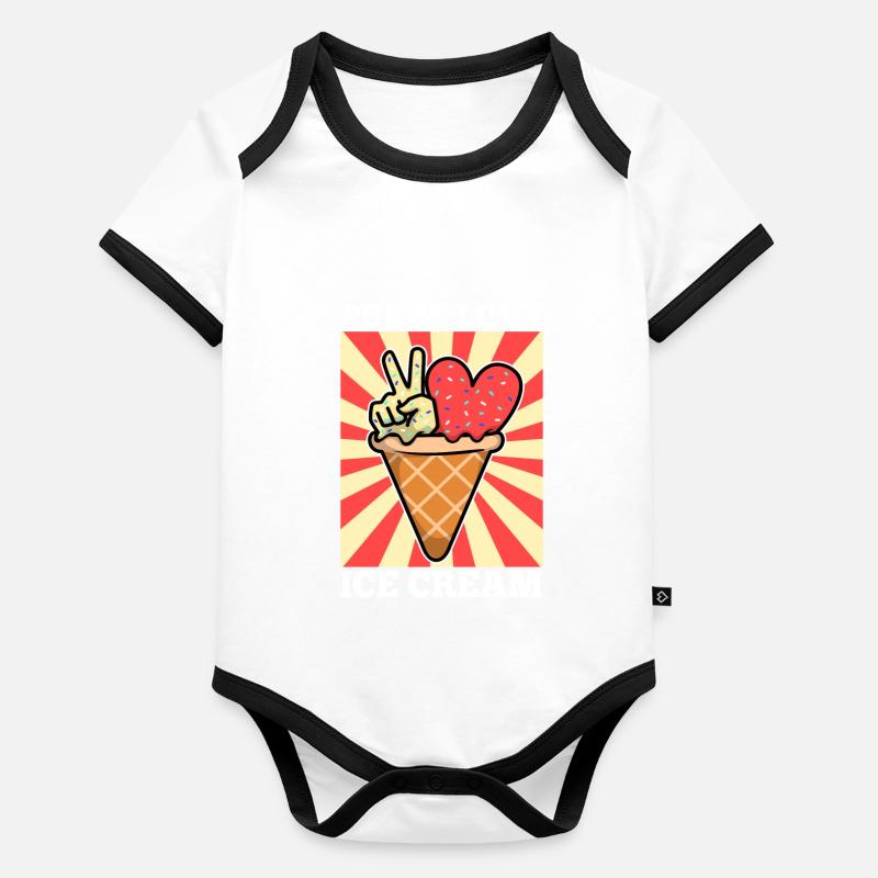 Peace Love Ice Cream Baby Bio-Kurzarm-Kontrastbody