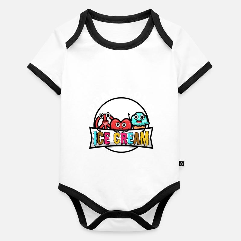 Peace Love Ice Cream Baby Bio-Kurzarm-Kontrastbody