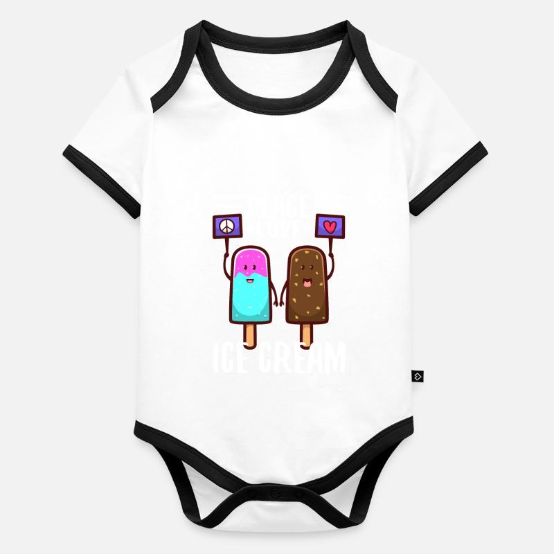 Crème glacée Peace Love Body Bébé bio contrasté manches courtes