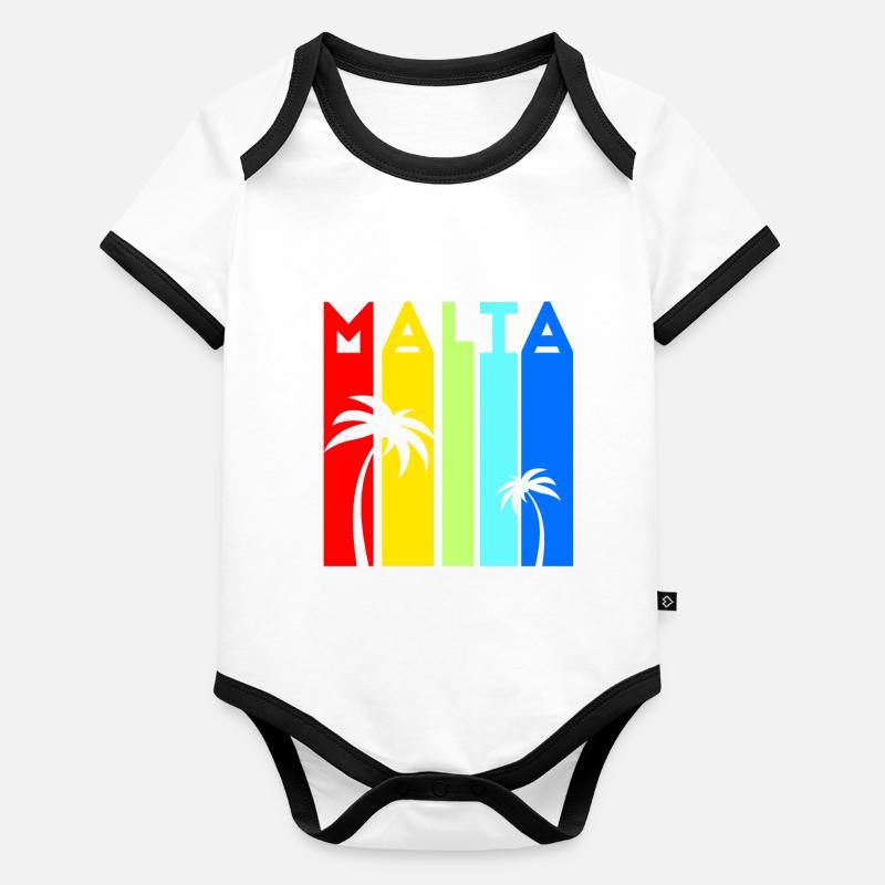 Malta Urlaub Design Mittelmeer Insel Reise Malta Baby Bio-Kurzarm-Kontrastbody