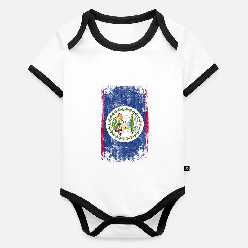 Souvenir avec le drapeau du Belize Body Bébé bio contrasté manches courtes