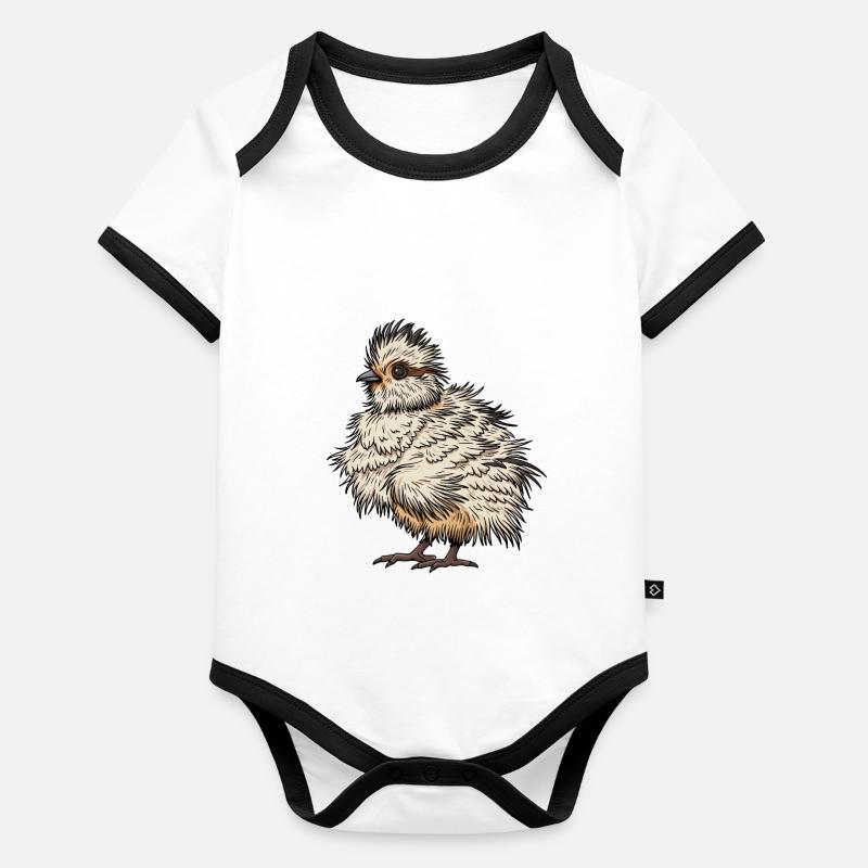 Silkie Smooth Chinese Silk Poulet Body Bébé bio contrasté manches courtes