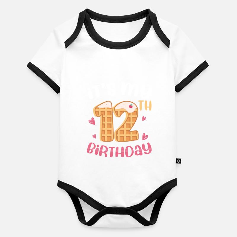Gaufre du 12e anniversaire Body Bébé bio contrasté manches courtes