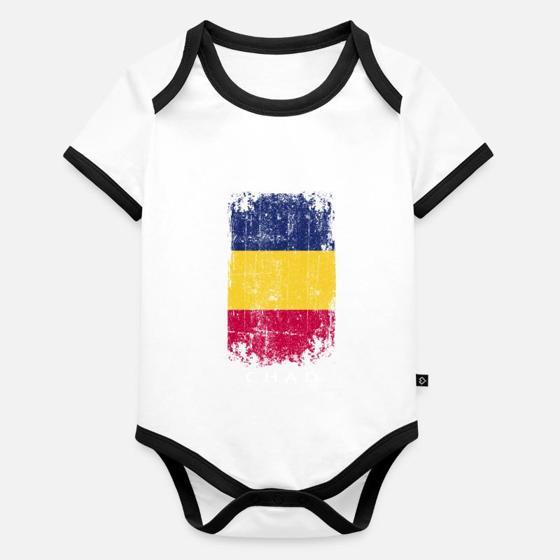 Souvenir avec le drapeau du Tchad Body Bébé bio contrasté manches courtes