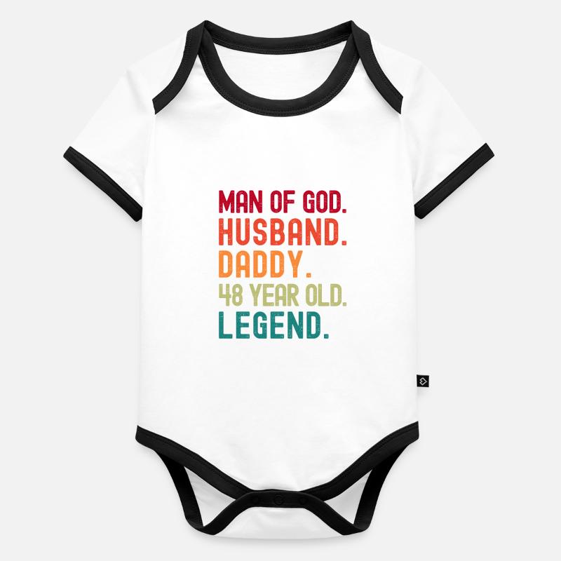 Mann Gottes Ehemann Papa Lustig 48. Geburtstag Baby Bio-Kurzarm-Kontrastbody