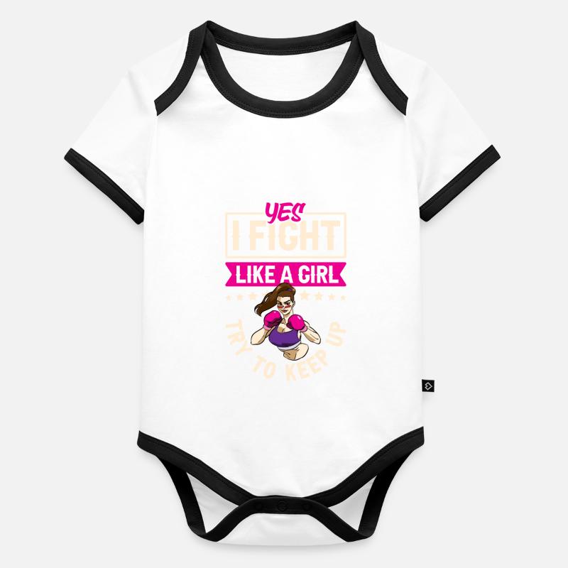 Boxe féminine Boxe féminine Boxeuse féminine Body Bébé bio contrasté manches courtes