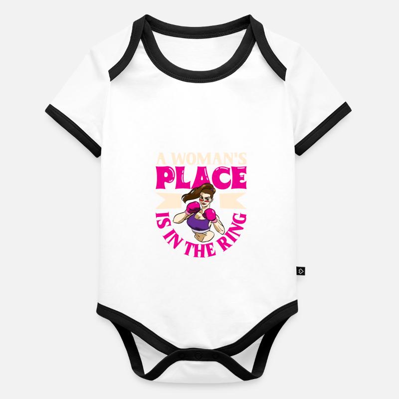 Boxe féminine Boxe féminine Boxeuse féminine Body Bébé bio contrasté manches courtes