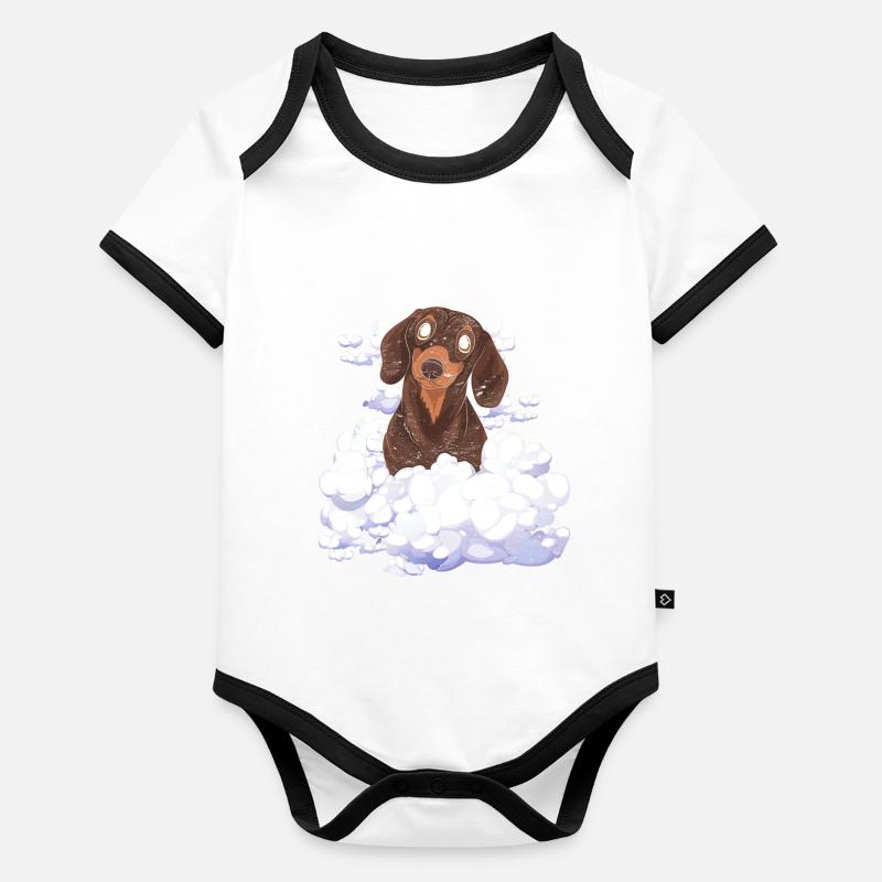 Dog Lover Dogs Gift Clouds Dachshund Organic Baby Contrasting Bodysuit