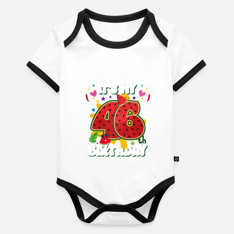 46e anniversaire Pastèque Body Bébé bio contrasté manches courtes