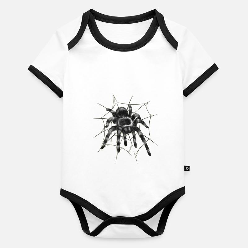 Schwarze Vogelspinne Baby Bio-Kurzarm-Kontrastbody