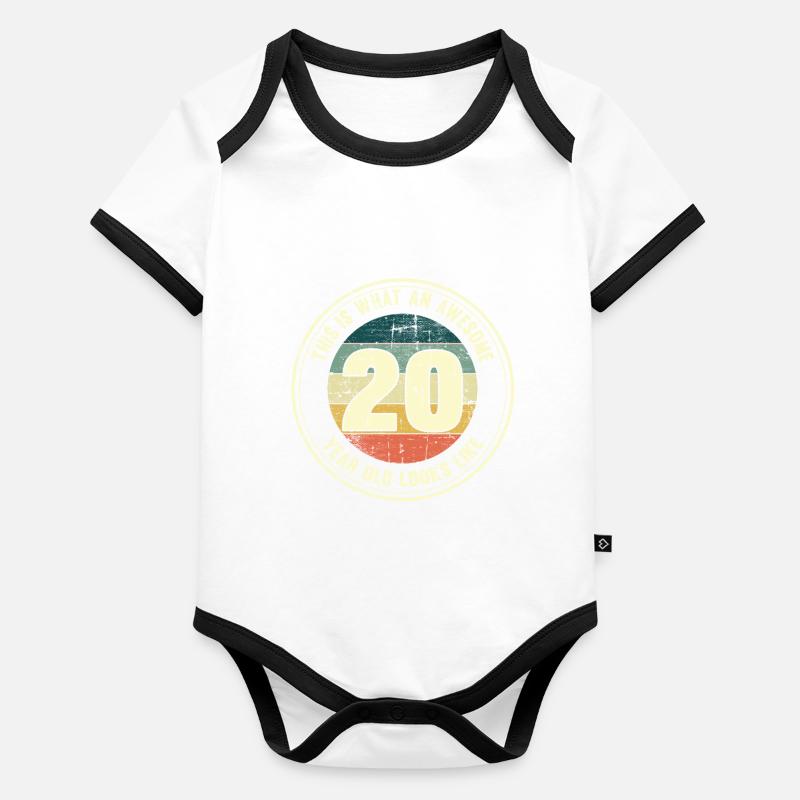 20th birthday so you see with 20 retro gift Organic Baby Contrasting Bodysuit