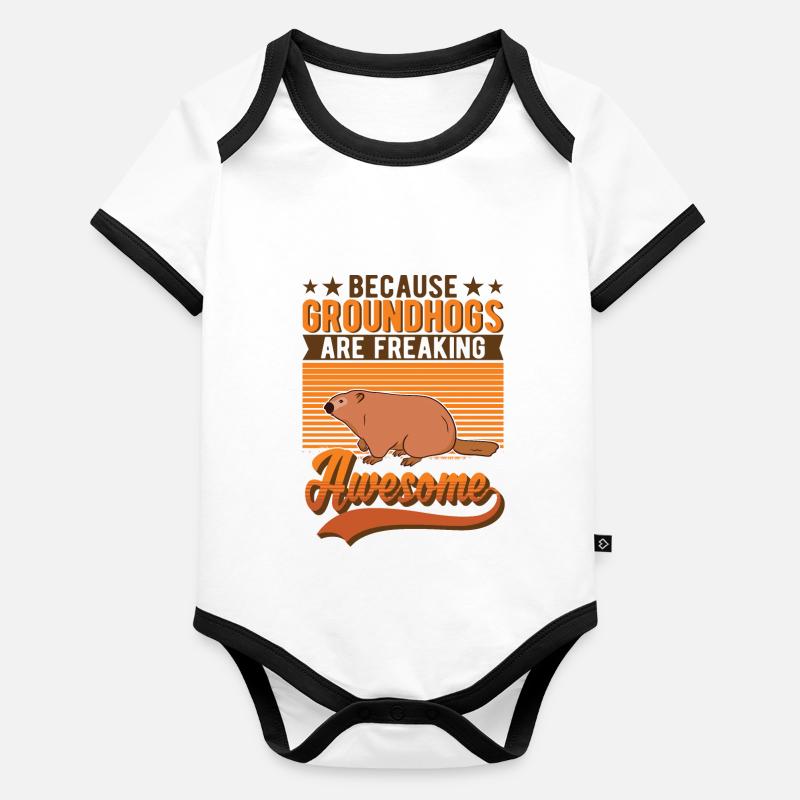 Murmeltier Groundhog Day Waldmurmeltier Baby Bio-Kurzarm-Kontrastbody