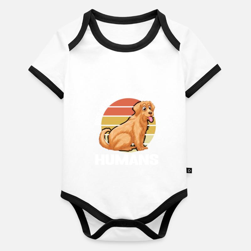 Dogs Never Bite Me Just Humans Organic Baby Contrasting Bodysuit