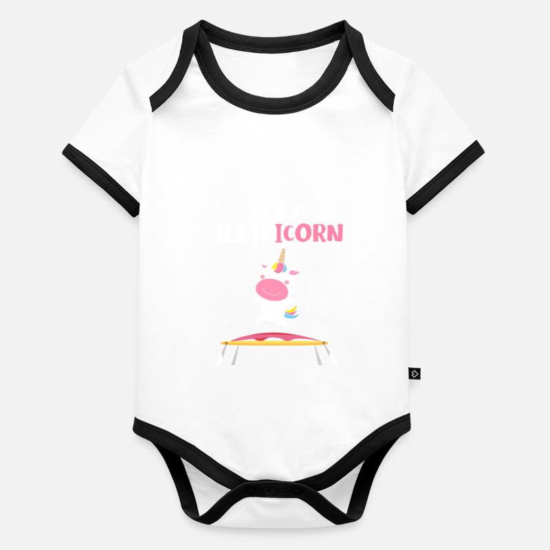 Jumpicorn Einhorn Trampolin Baby Bio-Kurzarm-Kontrastbody