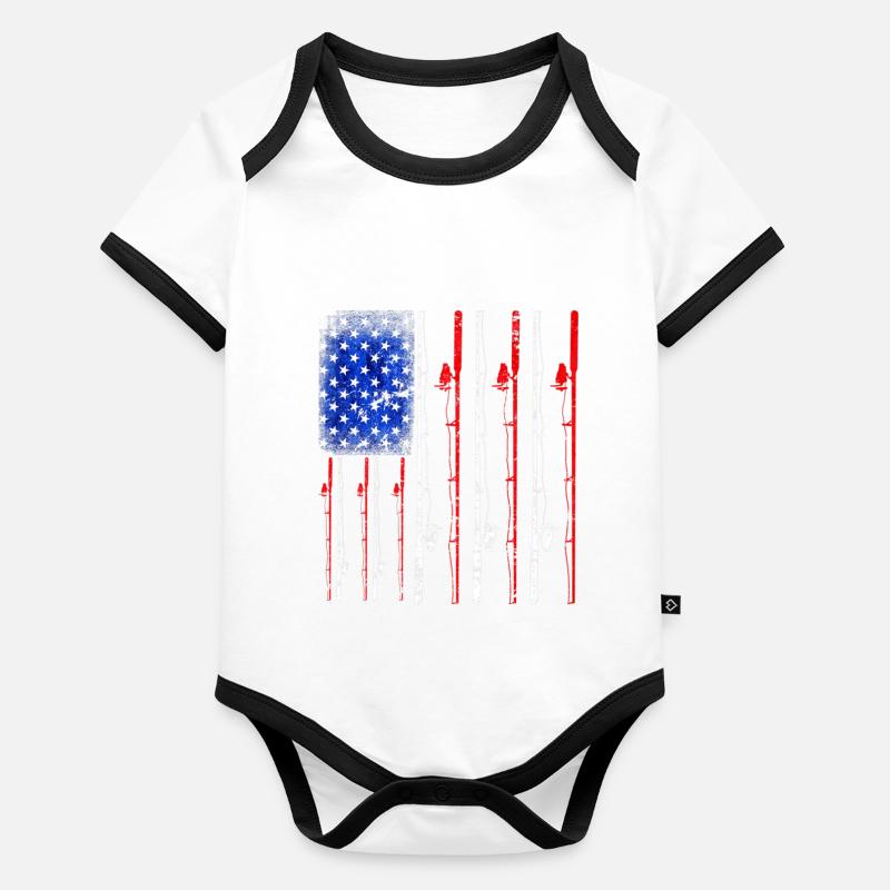 Drapeau américain canne à pêche amateur de pêche Premium Body Bébé bio contrasté manches courtes